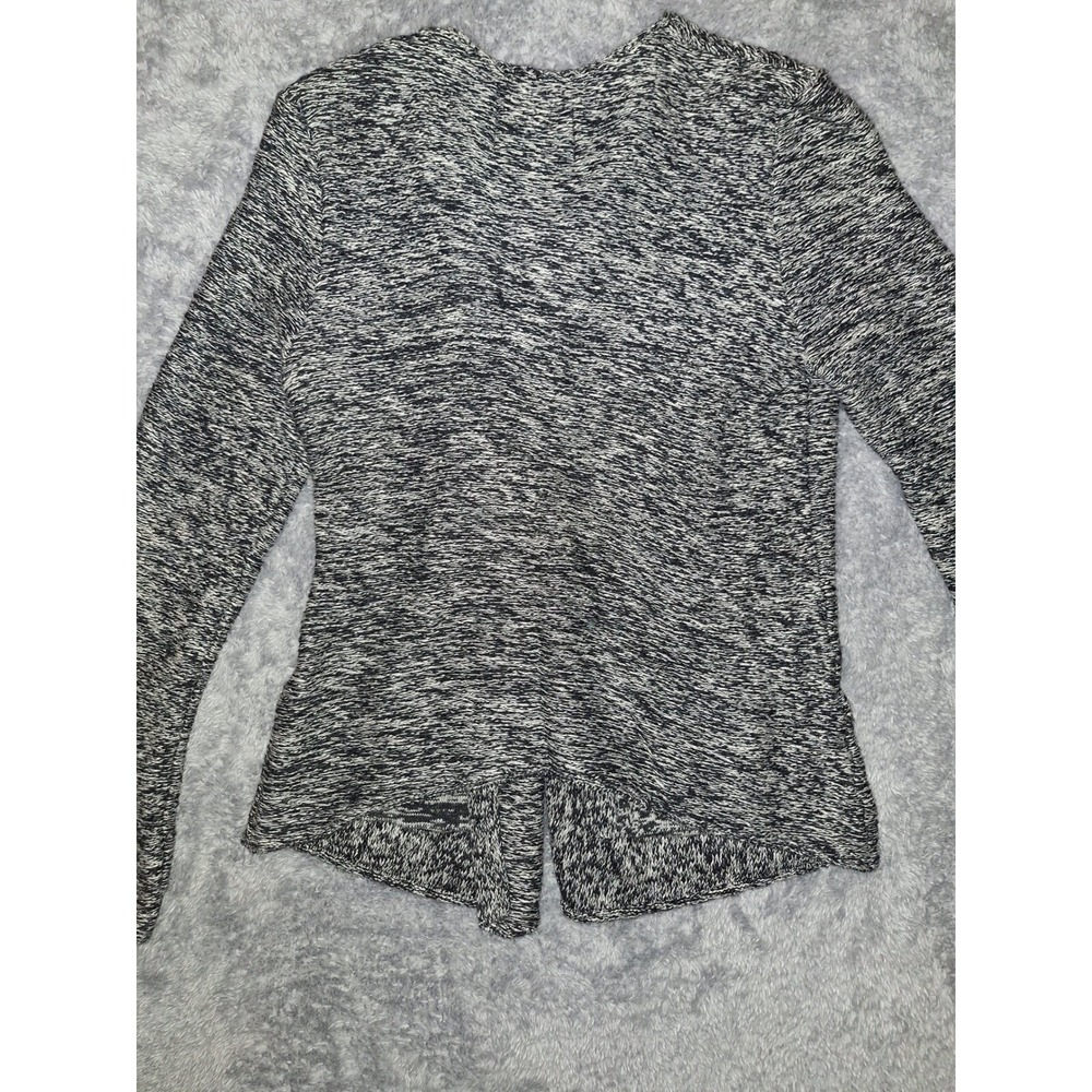 Lucky Brand Knit Cardigan Open Front Pockets Black White, Sweater M, Casual